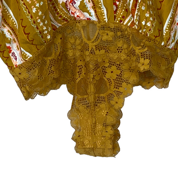 Free People For You Bodysuit Boho Blouse Gold Women XS Fits up to a Medium NWT - Picture 7 of 9
